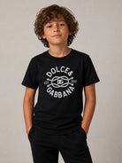 Maglia per bambino Dolce & Gabbana Kids blu con stampa grafica logo L4JTHV G7QNF B0665 DOLCE & GABBANA KIDS 