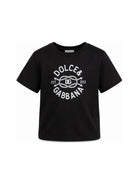 Maglia per bambino Dolce & Gabbana Kids blu con stampa grafica logo L4JTHV G7QNF B0665 DOLCE & GABBANA KIDS 