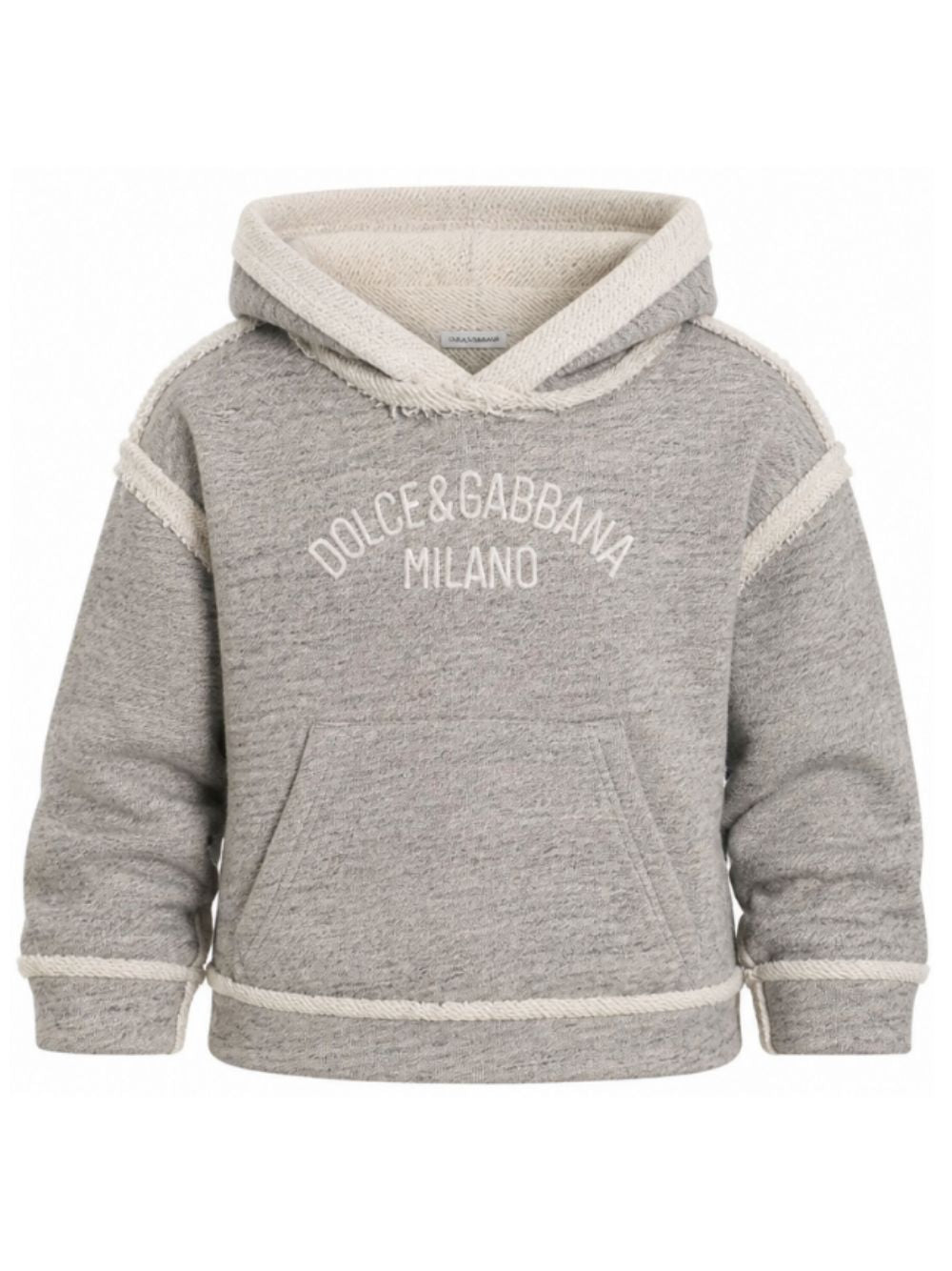 Felpa per bambino Dolce & Gabbana Kids grigia con effetto sfilato L4JWOC HU7Y4 S8298 DOLCE & GABBANA KIDS 