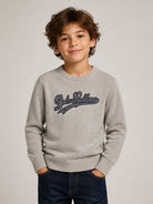 Maglione per bambino Dolce & Gabbana Kids grigio con logo ricamato sul davanti L4KWE2 JDVH0 N0495 DOLCE & GABBANA KIDS 