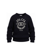 Maglione per bambino Dolce & Gabbana Kids blu con logo sul davanti L4KWI7 JDVLJ B6712 DOLCE & GABBANA KIDS 