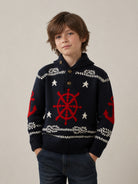 Maglione Kinit per bambino Dolce & Gabbana Kids blu con ricamo L4KWK9 JGMLX B0665 DOLCE & GABBANA KIDS 