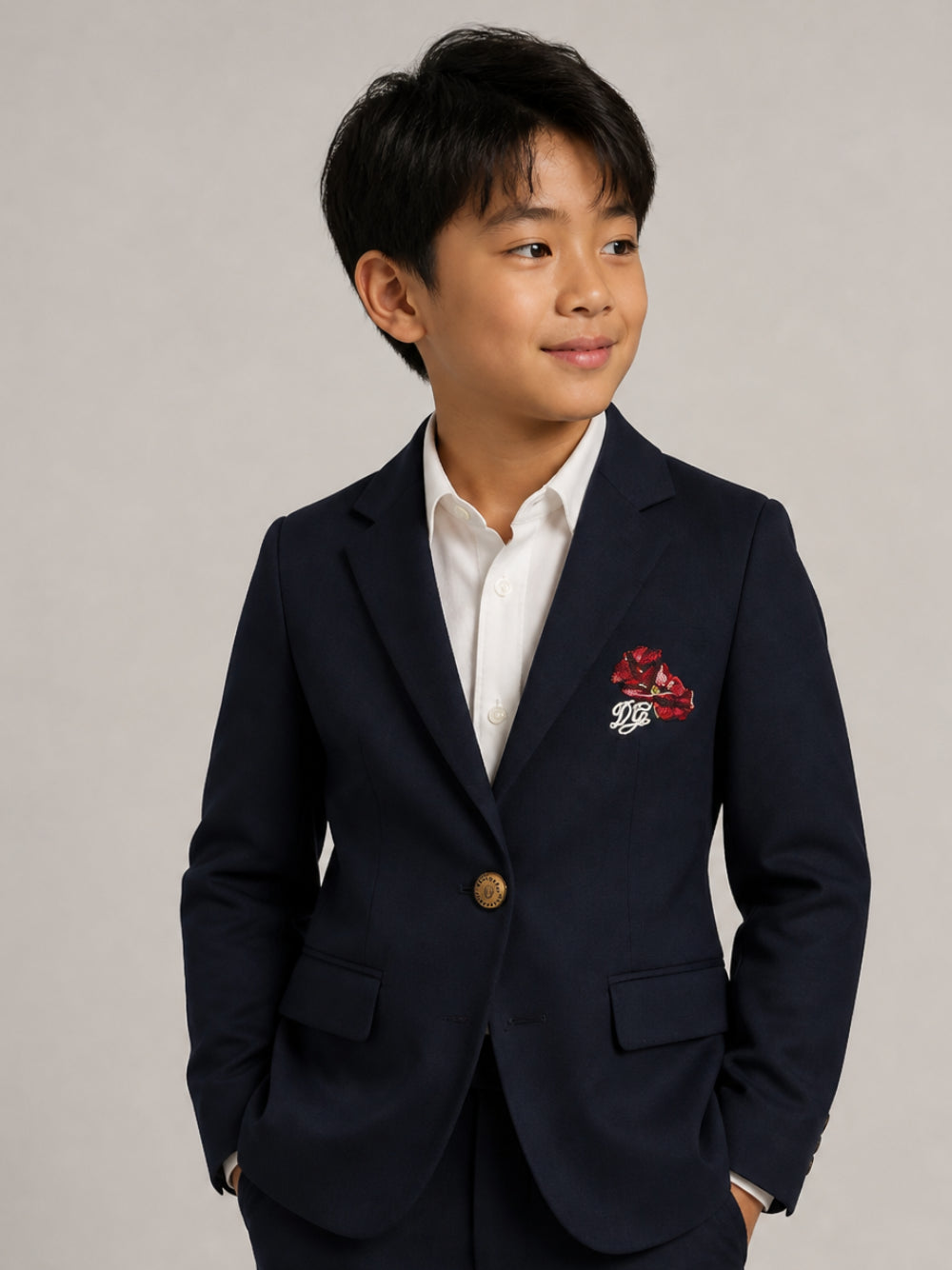 Giacca per bambino Dolce & Gabbana Kids blu con applicazione L51J87 HU2CB B6712 DOLCE & GABBANA KIDS 