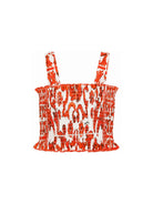 Top per bambina Dolce & Gabbana Kids arancione con motivo maiolica L51N78 G7P4J IR5DQ DOLCE & GABBANA KIDS 