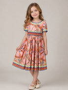 Abito per bambina Dolce & Gabbana Kids rosa con stampa Carretto Siciliano L53DU2 FI5O1 HF6CK DOLCE & GABBANA KIDS 