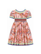 Abito per bambina Dolce & Gabbana Kids rosa con stampa Carretto Siciliano L53DU2 FI5O1 HF6CK DOLCE & GABBANA KIDS 