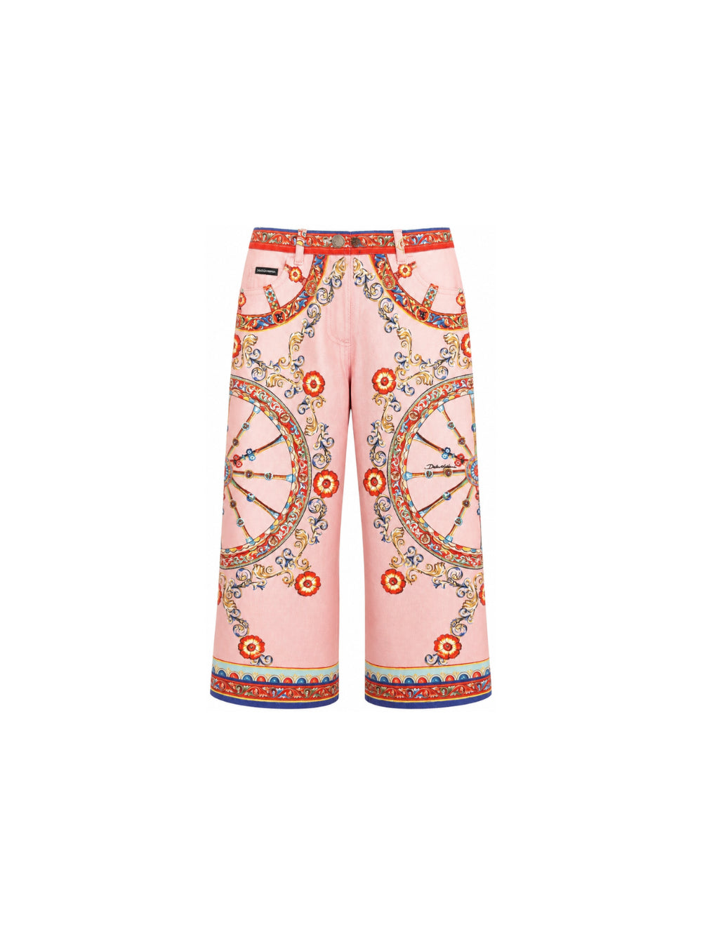 Pantaloni per bambina Dolce & Gabbana Kids rosa a cinque tasche con stampa Carretto L53F04 LDE05 S9000 DOLCE & GABBANA KIDS 