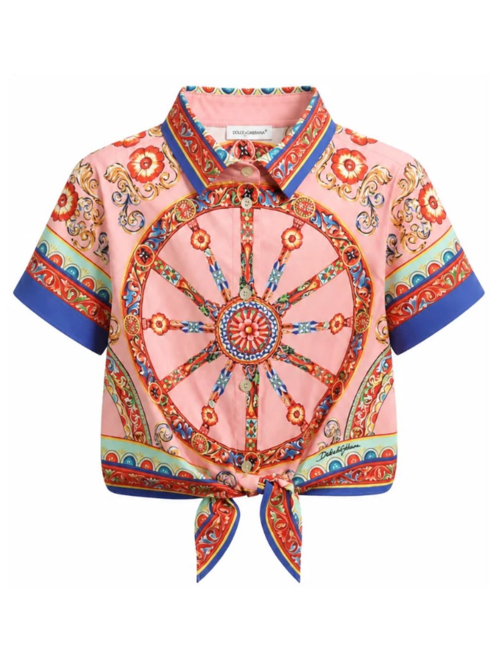 Camicia per bambina Dolce & Gabbana Kids rosa con stampa Carretto Siciliano L54S05 FI5O1 HF6CK DOLCE & GABBANA KIDS 