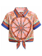 Camicia per bambina Dolce & Gabbana Kids rosa con stampa Carretto Siciliano L54S05 FI5O1 HF6CK DOLCE & GABBANA KIDS 