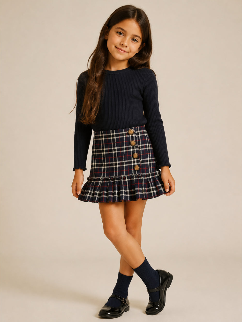 Gonna per bambina Dolce & Gabbana Kids blu con motivo tartan L56I08 FQ2N0 S8104 DOLCE & GABBANA KIDS 