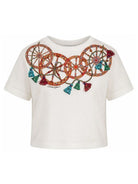 T-shirt per bambina Dolce & Gabbana Kids bianco con stampa Carretto Siciliano L5JTNL G7P5Y W0111 DOLCE & GABBANA KIDS 