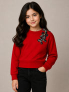 Felpa per bambina Dolce & Gabbana Kids rossa con dettagli applicazione fiocchi sul davanti L5JWBS G7P6W R2254 DOLCE & GABBANA KIDS 