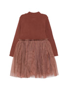 Abito per bambina Donsje Kids marrone con gonna in tulle a coste 4043900 00094 DONSJE KIDS 
