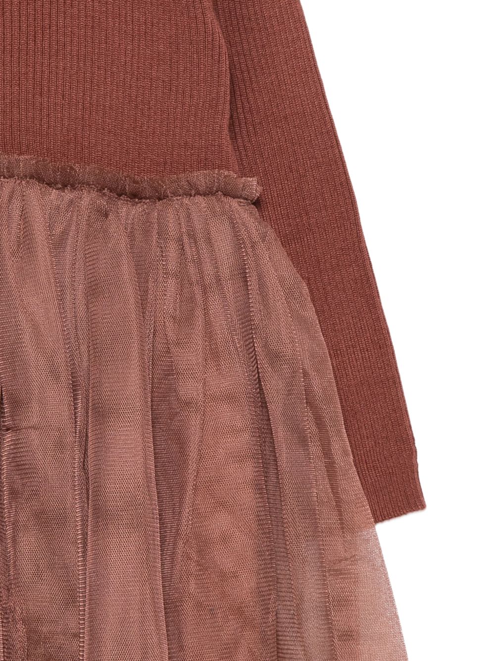 Abito per bambina Donsje Kids marrone con gonna in tulle a coste 4043900 00094 DONSJE KIDS 