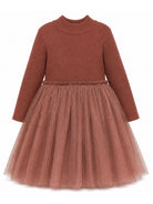 Abito per bambina Donsje Kids marrone con gonna in tulle a coste 4043900 00094 DONSJE KIDS 