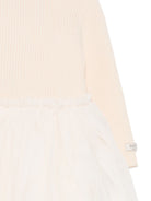 Abito per neonata Donsje Kids bianco con lavorazione in maglia a coste 4043900NB 00009 DONSJE KIDS 