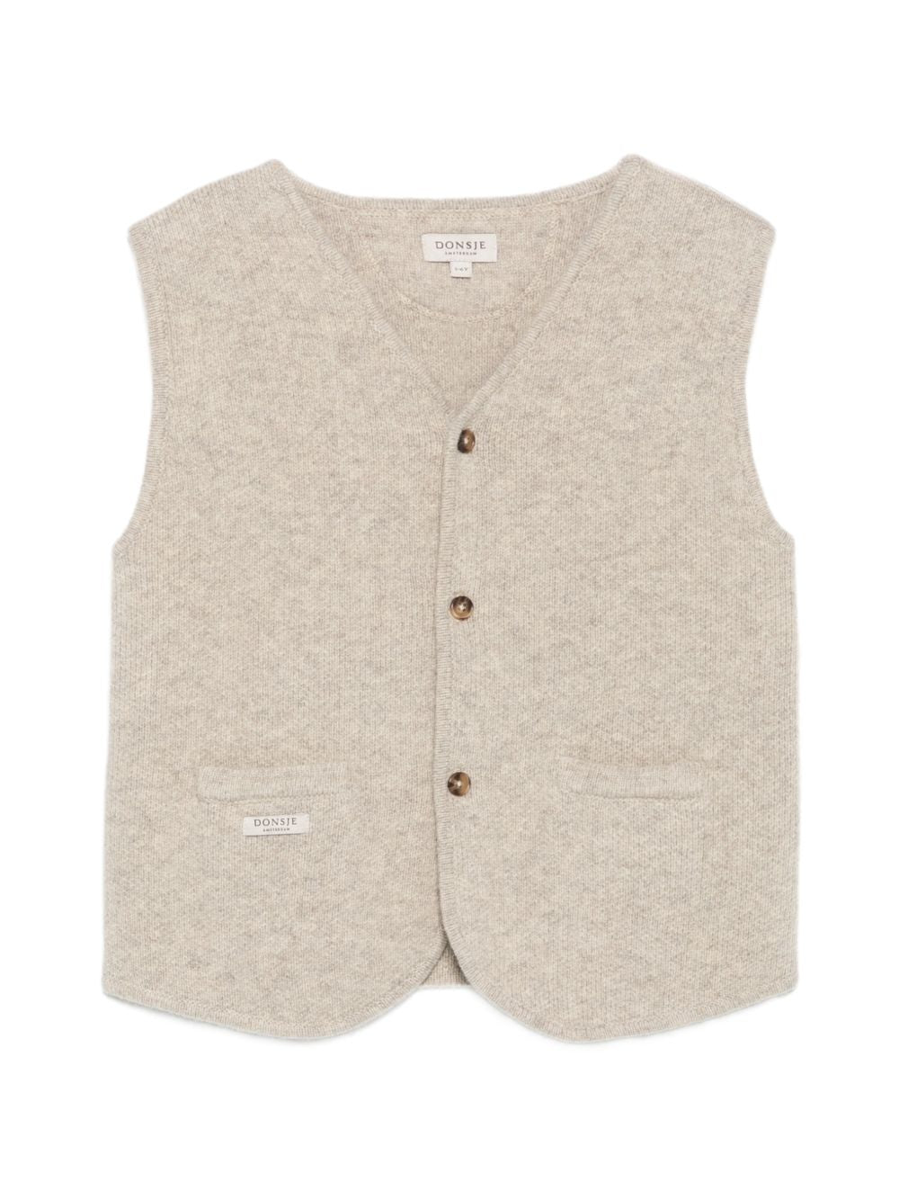 Gilet in maglia per bambini Donsje beige con scollo a V 4101400 00182 DONSJE KIDS 