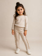 Leggings per bambina Donsje beige con volant sui lati 4119800 00004 DONSJE KIDS 