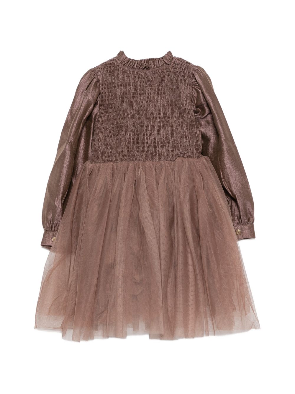 Abito Janice per bambina Donsje marrone con corsetto in punto smock 4125600 00111 DONSJE KIDS 