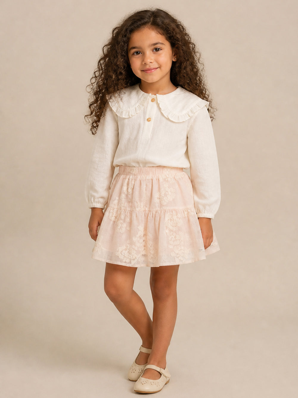 Blusa per bambina Donsje Kids bianco con colletto con ruches 4129200 00002 DONSJE KIDS 
