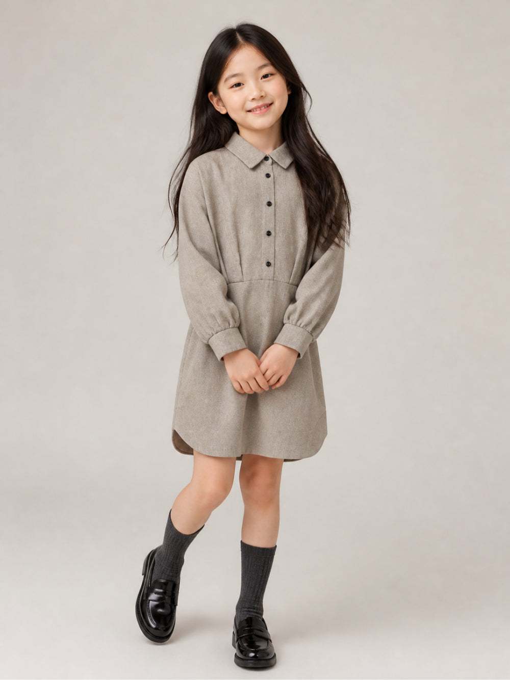 Abito per bambina Douuod Kids grigio con colletto classico DZ1A00 I0337 903 DOUUOD KIDS 