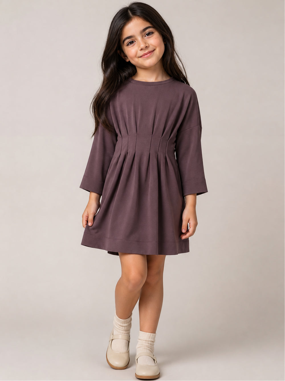 Abito per bambina Douuod Kids viola con dettagli plissettati DZ1A60 Z3728 558 DOUUOD KIDS 