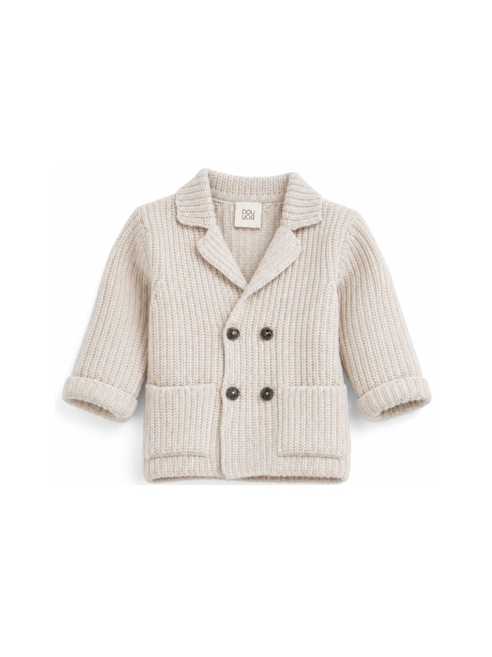 Cardigan per neonato Douuod Kids beige con revers a punta DZ2540 Z3404 107 DOUUOD KIDS 