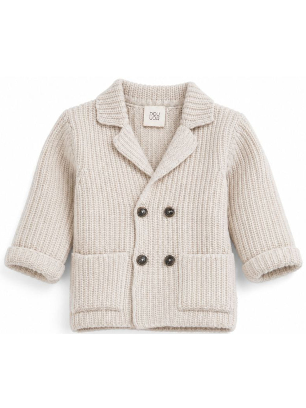 Cardigan per neonato Douuod Kids beige con revers a punta DZ2540 Z3404 107 DOUUOD KIDS 
