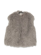Gilet smanicato per bambina Douuod grigio con pelliccia DZ2A22 Z4004 829 DOUUOD KIDS 