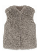 Gilet smanicato per bambina Douuod grigio con pelliccia DZ2A22 Z4004 829 DOUUOD KIDS 
