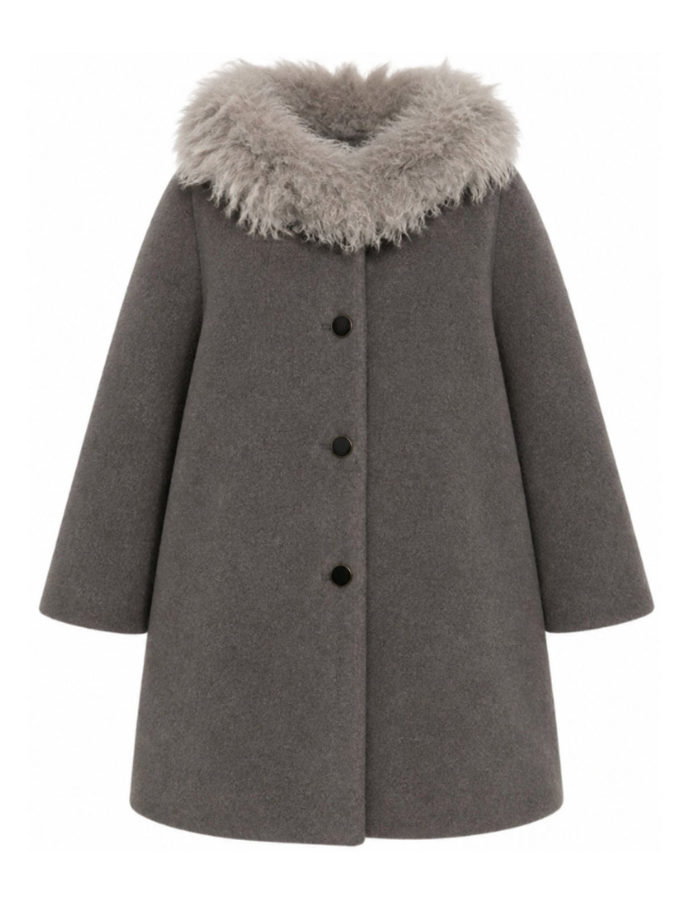 Cappotto per bambina Douuod Kids grigio con colletto con pelliccia DZ2A50 E0264 911 DOUUOD KIDS 