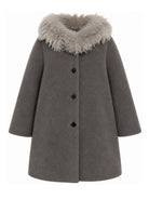 Cappotto per bambina Douuod Kids grigio con colletto con pelliccia DZ2A50 E0264 911 DOUUOD KIDS 