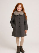 Cappotto per bambina Douuod Kids grigio con colletto con pelliccia DZ2A50 E0264 911 DOUUOD KIDS 