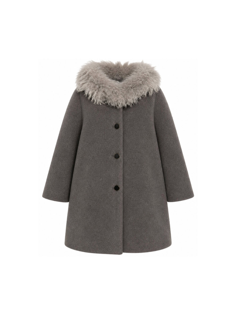 Cappotto per bambina Douuod Kids grigio con colletto con pelliccia DZ2A50 E0264 911 DOUUOD KIDS 