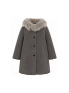 Cappotto per bambina Douuod Kids grigio con colletto con pelliccia DZ2A50 E0264 911 DOUUOD KIDS 