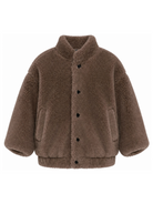 Giubbino per bambina Douuod Kids marrone con texture teddy DZ2P30 Z3949 347 DOUUOD KIDS 