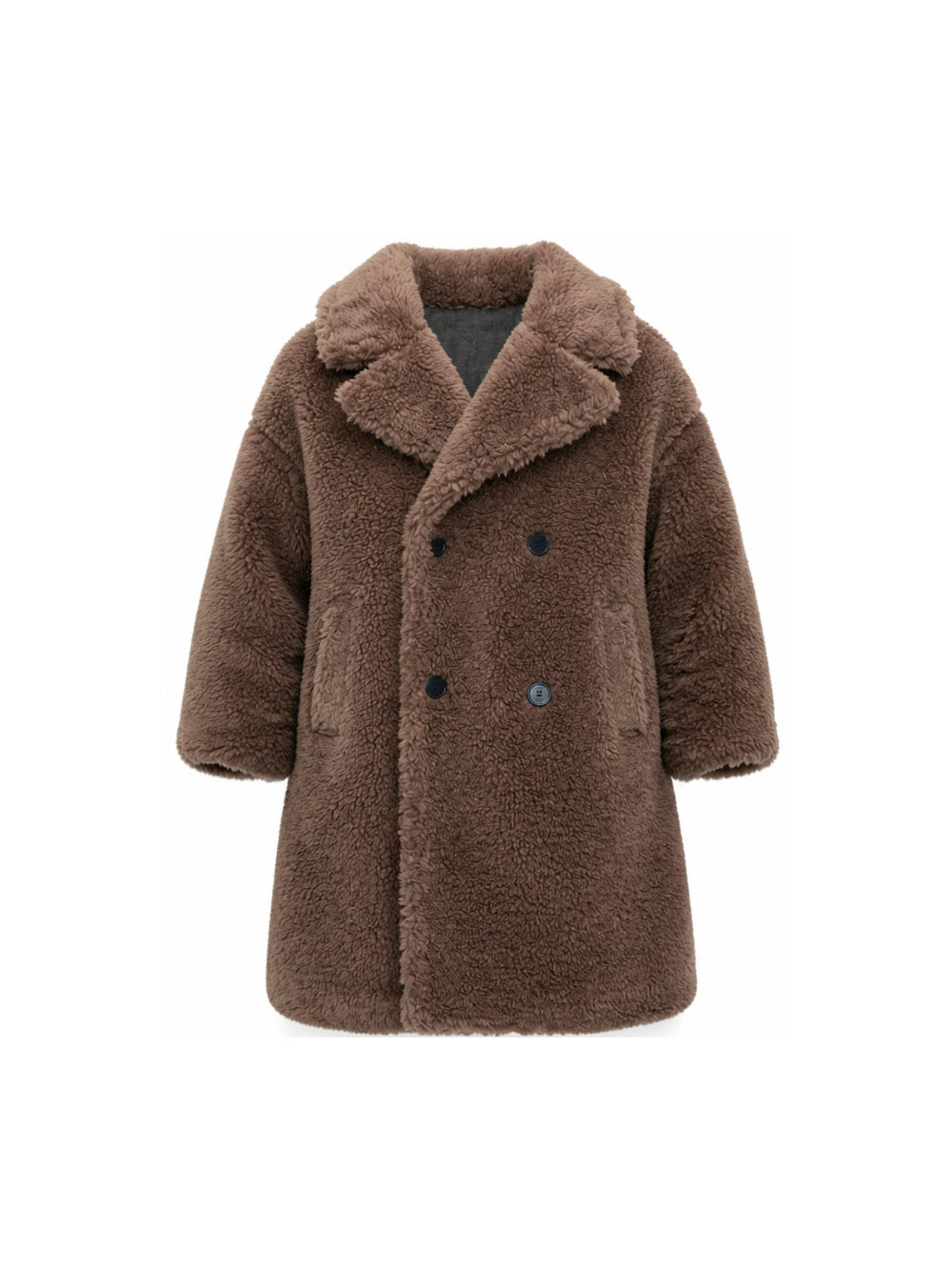 Cappotto per bambina Douuod Kids marrone con texture teddy DZ2P40 Z3949 347 DOUUOD KIDS 
