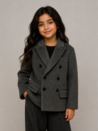 Giacca per bambina Douuod Kids grigia a doppiopetto DZ2Q24 E0264 911 DOUUOD KIDS 
