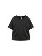 T-shirt per bambina Douuod Kids nera con finitura in raso DZ5A11 Z4087 930 DOUUOD KIDS 