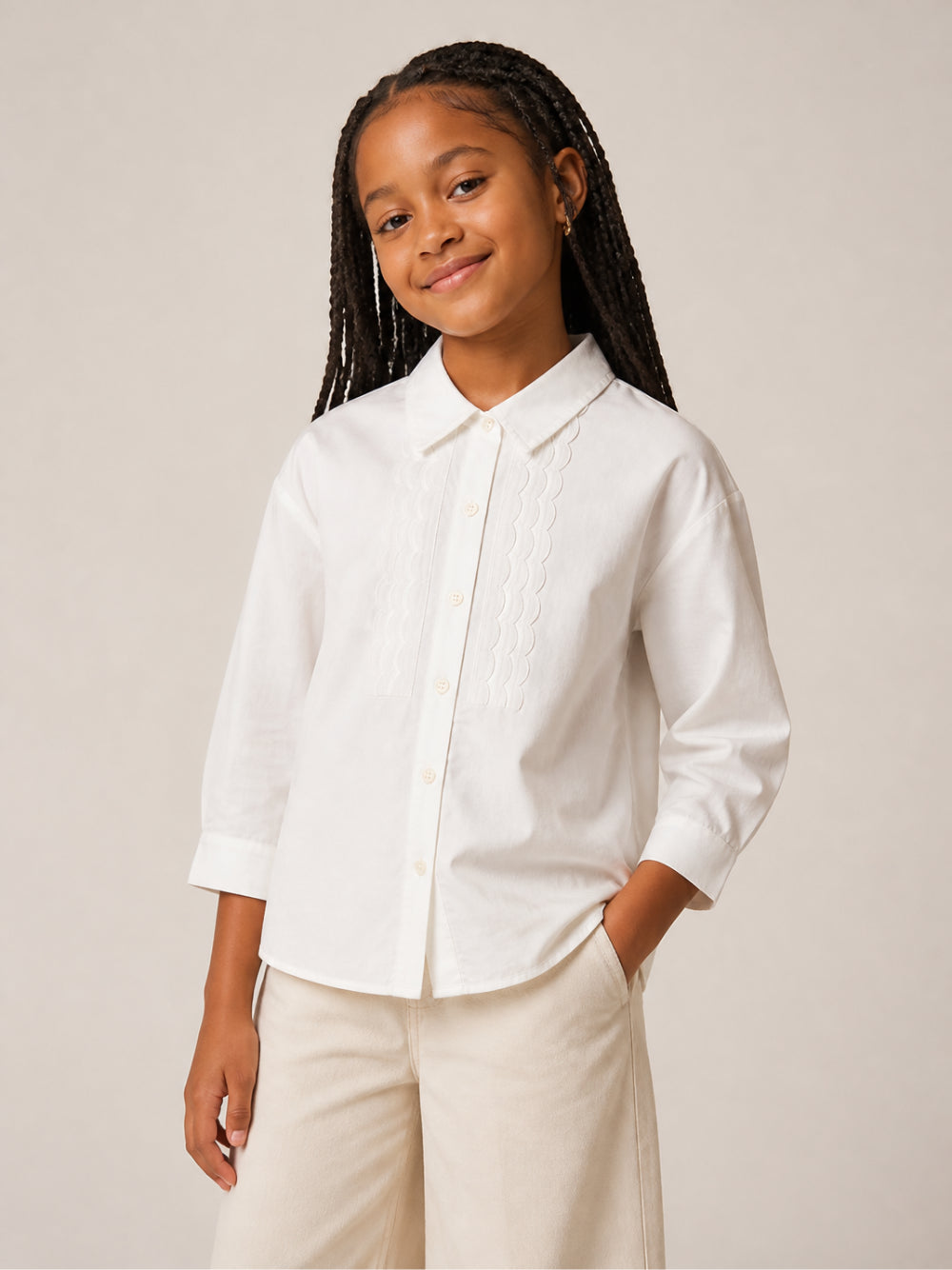 Camicia per bambina Douuod Kids bianca con rifinitura smerlata DZ5A60 Z4086 100 DOUUOD KIDS 