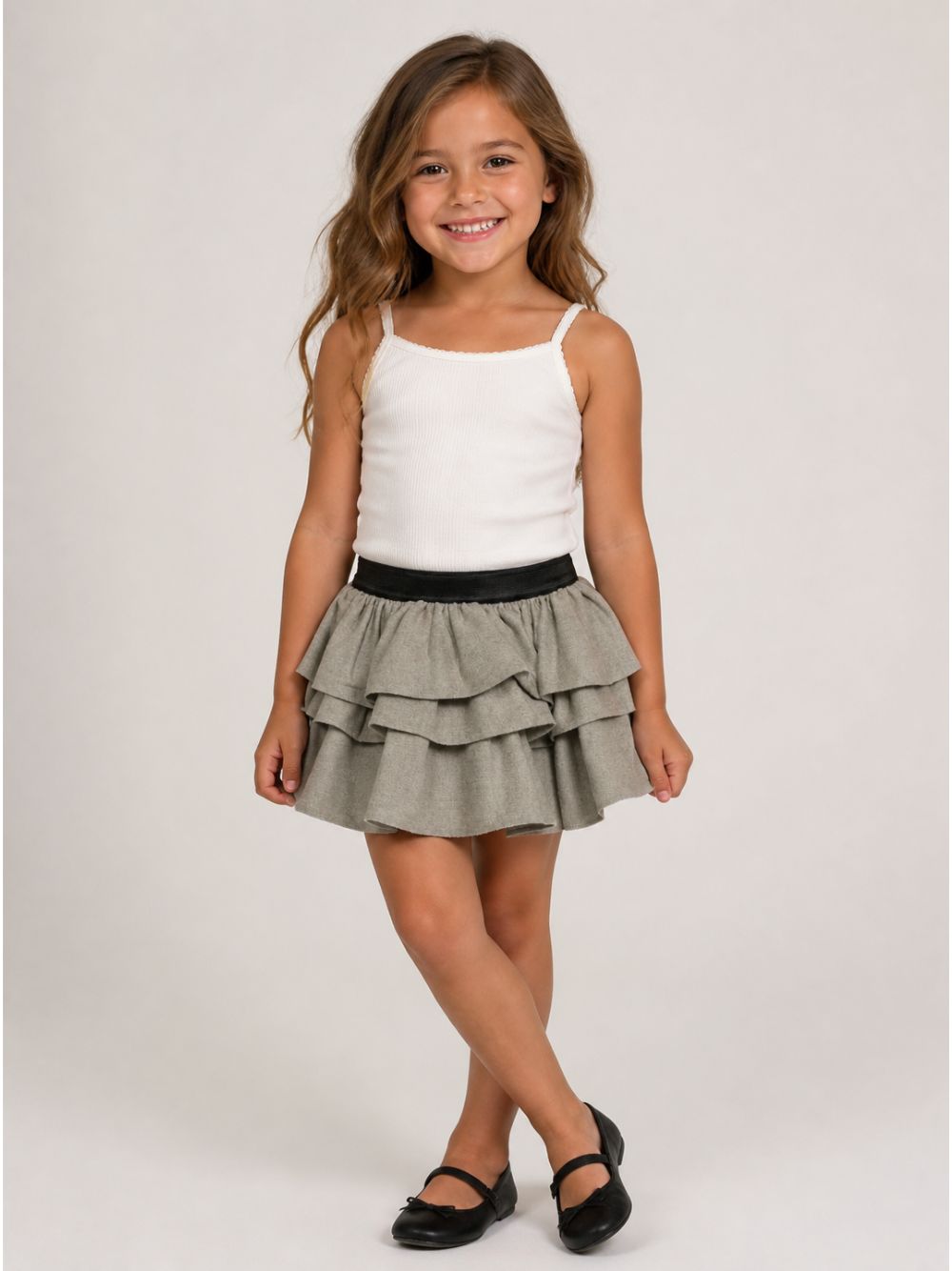 Gonna per bambina Douuod Kids grigia con dettaglio con volant DZ7B81 I0337 903 DOUUOD KIDS 