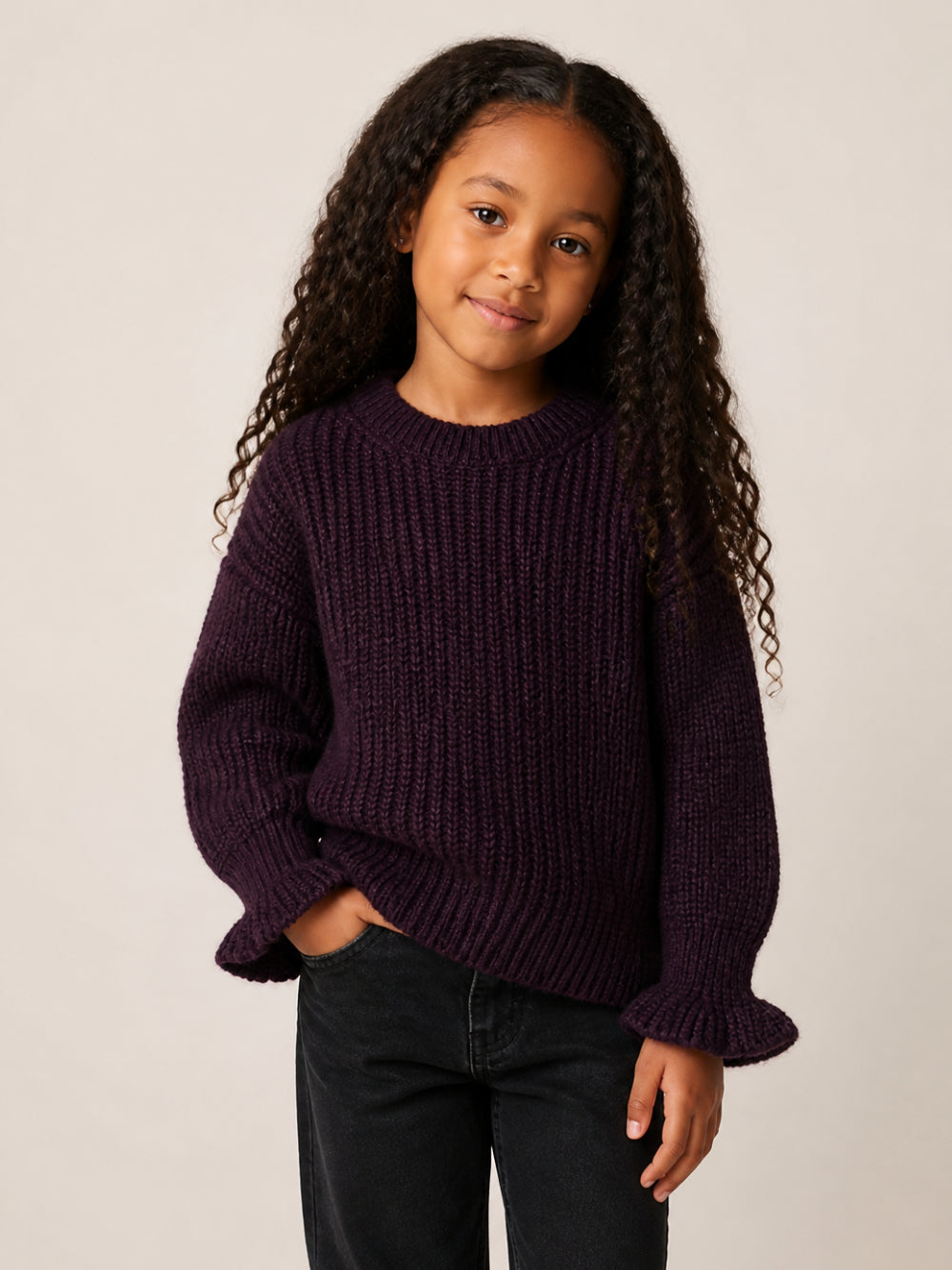 Maglione per bambina Douuod Kids viola con ruches DZ9A30 W0222 886 DOUUOD KIDS 