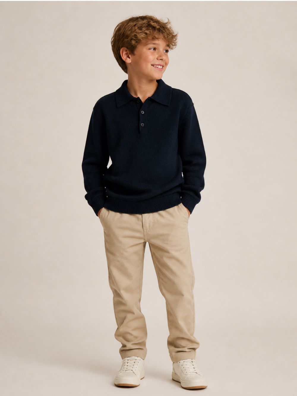 Maglione per bambino Douuod Kids blu con colletto stile polo DZ9P20 Z4117 620 DOUUOD KIDS 