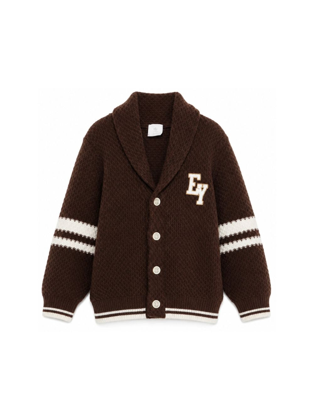 Maglione per bambino Eleventy Kids marrone con logo ricamato sul davanti EZ9H60 Z3404 320AV ELEVENTY KIDS 