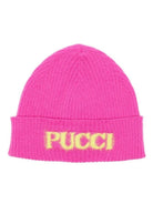 Berretto per bambina Emilio Pucci Junior fucsia a coste con logo PZ0A07 Z2362 543 EMILIO PUCCI KIDS 