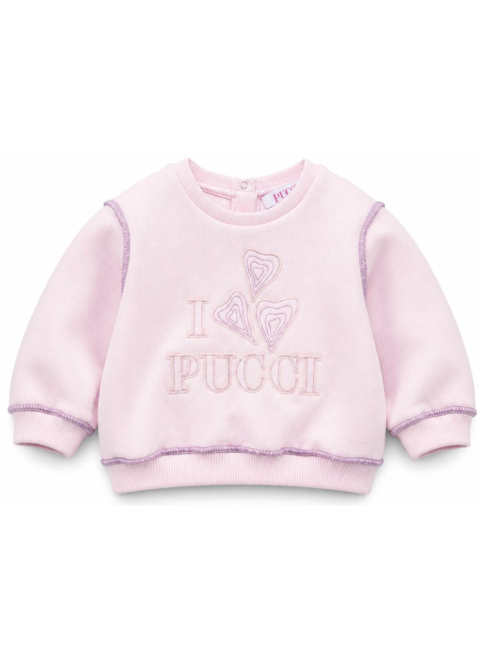 Felpa per neonata Emilio Pucci Kids rosa con ricamo logo PZ4020 Z3183 51S EMILIO PUCCI KIDS 