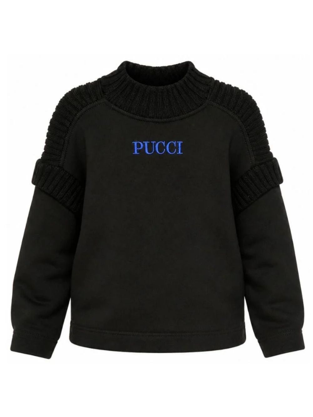 Felpa per bambina Emilio Pucci Junior nera con dettagli a coste PZ4A40 Z3183 930AZ EMILIO PUCCI KIDS 