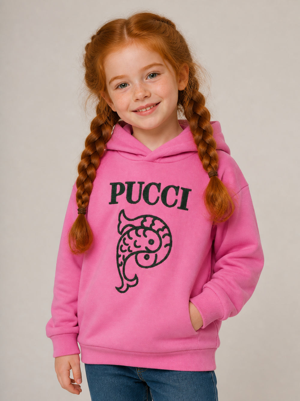 Felpa per bambina Emilio Pucci Kids fucsia con dettaglio logo PZ4A90 Z3183 543VE EMILIO PUCCI KIDS 