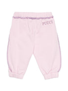 Pantaloni sportivi per neonata Emilio Pucci Junior rosa con cuciture a contrasto PZ6010 Z3183 51S EMILIO PUCCI KIDS 