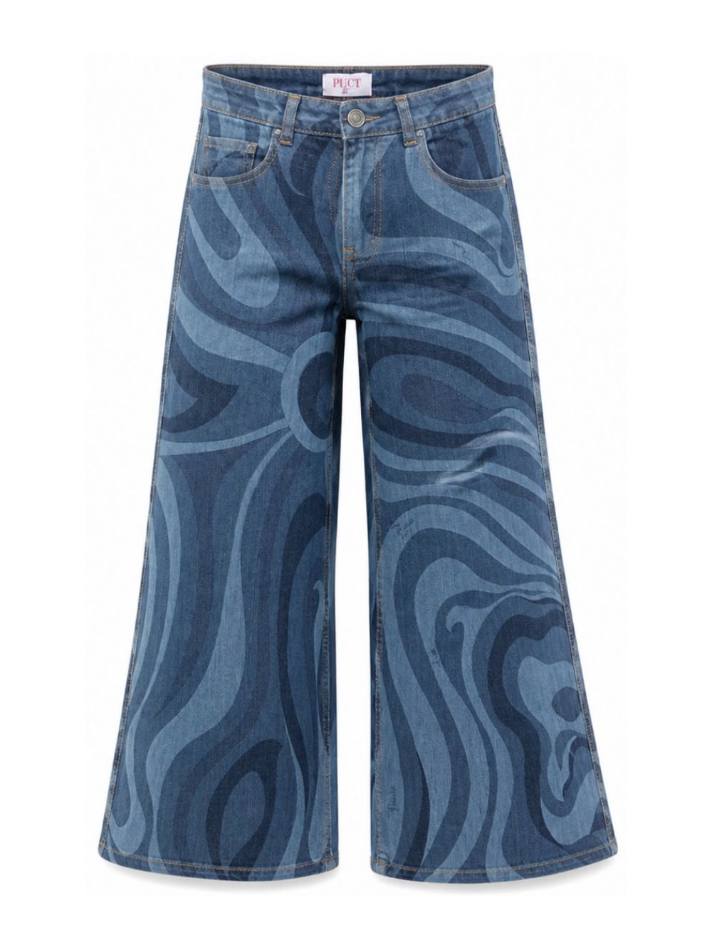 Pantalone per bambina Emilio Pucci Kids denim con stampa grafica marmo all-over PZ6B20 Z3664 620 EMILIO PUCCI KIDS 